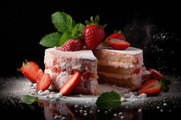 Illustration delicious strawberry cake