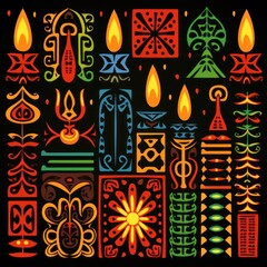 banner. pattern for kwanza. set. decorated in traditional colors.