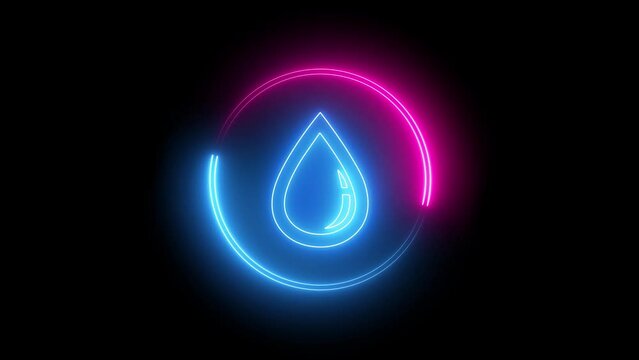 neon line icon oil element  isolated on black background. 4k