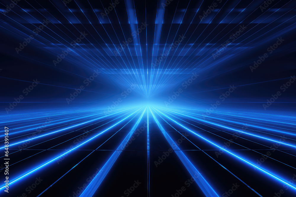 Poster abstract technology concept perspective grid line up and down side with neon light background.
