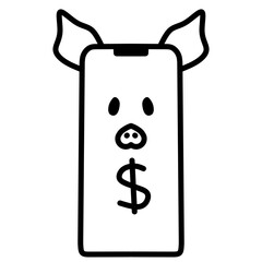 Piggy Bank on Smartphone Surrealism Icon