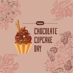 Premium Vector | Happy Chocolate Cupcake Day