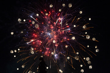 Beautiful colorful fireworks at night.