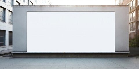 Blank white billboard advertising banner mockup on office wall