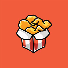 Fried Chicken Vector Cartoon Illustration. Food Icon Concept Isolated Premium Vector. Flat Cartoon Concept. Cute Doodle Cartoon Illustration Style. Suitable for Any Project
