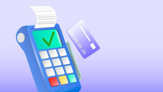 Payment terminal, a modern POS-bank payment device.
A payment device with an NFC keyboard. A credit card reader.
Animation of a contactless payment system.
