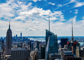 manhattan aerial view. new york city. skyscraper building of nyc. ny urban city architecture. midtown manhattan landscape. metropolitan city cityscape. downtown of new york