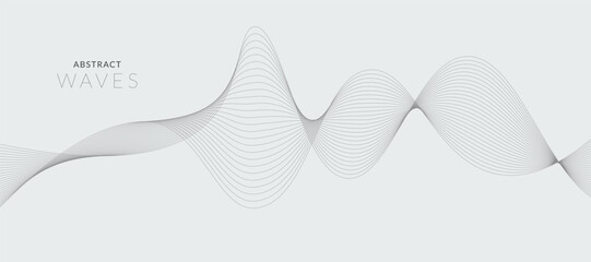 Abstract wave element for design. Digital frequency track equalizer. Stylized line art background. Vector illustration. Wave with lines created using blend tool. Curved wavy line, smooth stripe.