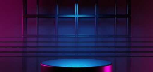 futuristic gaming esports background abstract wallpaper, cyberpunk style scifi game, stage concert scene in pedestal display room, led neon glow light, 3d illustration rendering