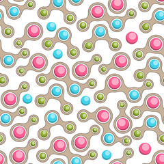 Background with molecules. Seamless pattern. Isolated on white background. Vector illustration.