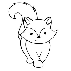 Little cute fox, outline drawing, illustration