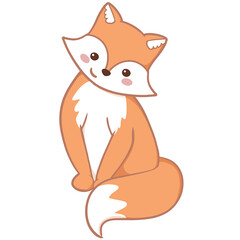 Little cute fox, outline drawing, illustration