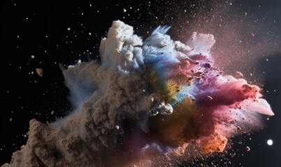 Photo of a vibrant object soaring through the sky in a burst of color - obrazy, fototapety, plakaty