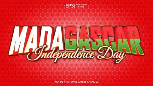 madagascar editable text effect with madagascar flag pattern concept design vector illustration suitable for poster design on holiday, feast day or national independence day on madagascar