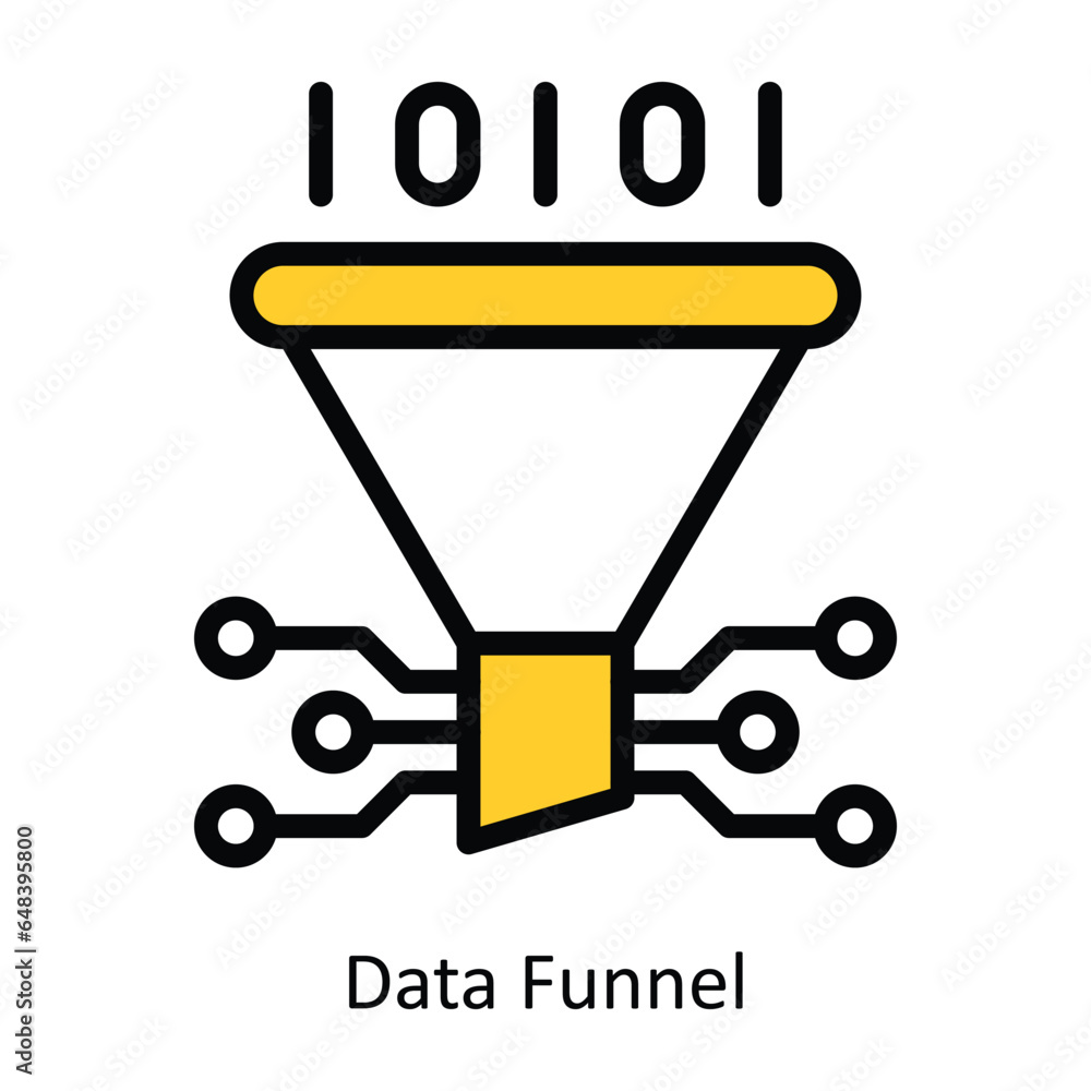 Poster data funnel vector filled outline icon design illustration. artificial intelligence symbol on white 