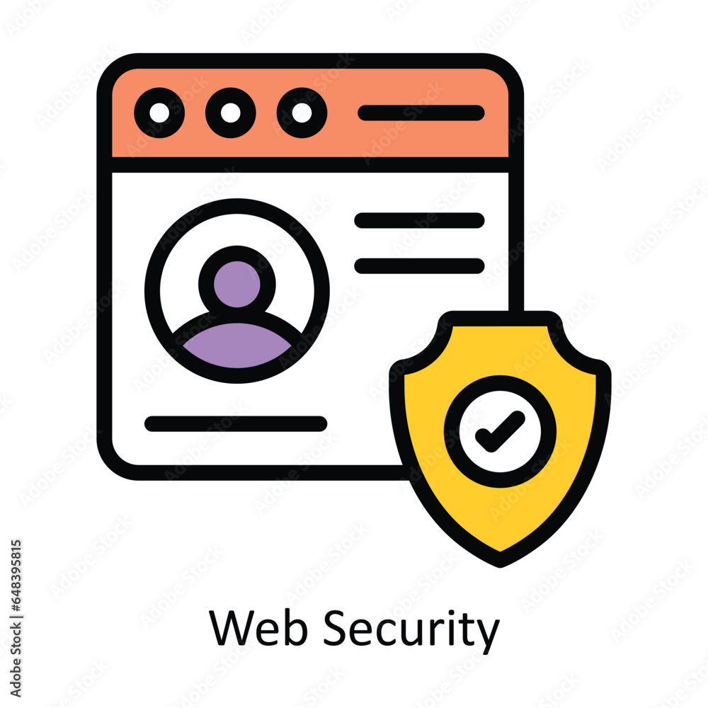 Poster web security vector filled outline icon design illustration. artificial intelligence symbol on white