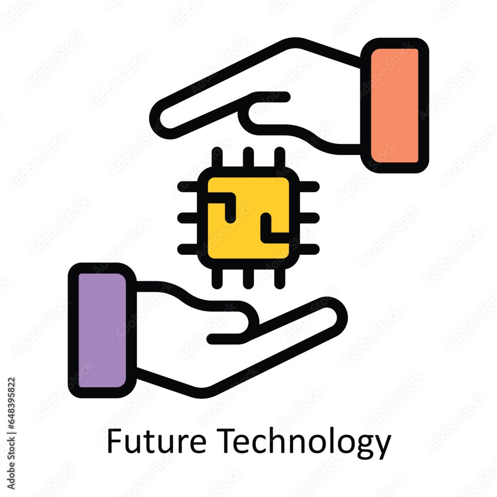 Poster future technology vector filled outline icon design illustration. artificial intelligence symbol on 