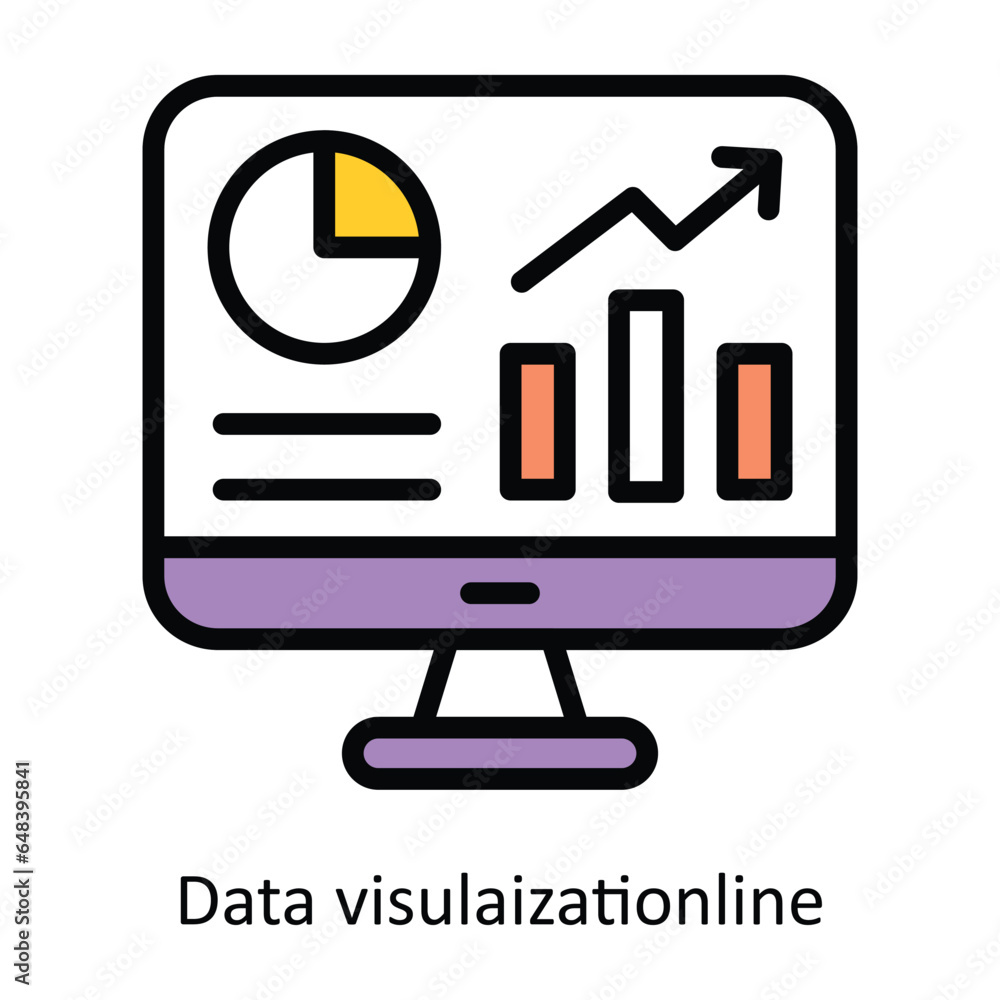 Poster data visualization line vector filled outline icon design illustration. artificial intelligence symb