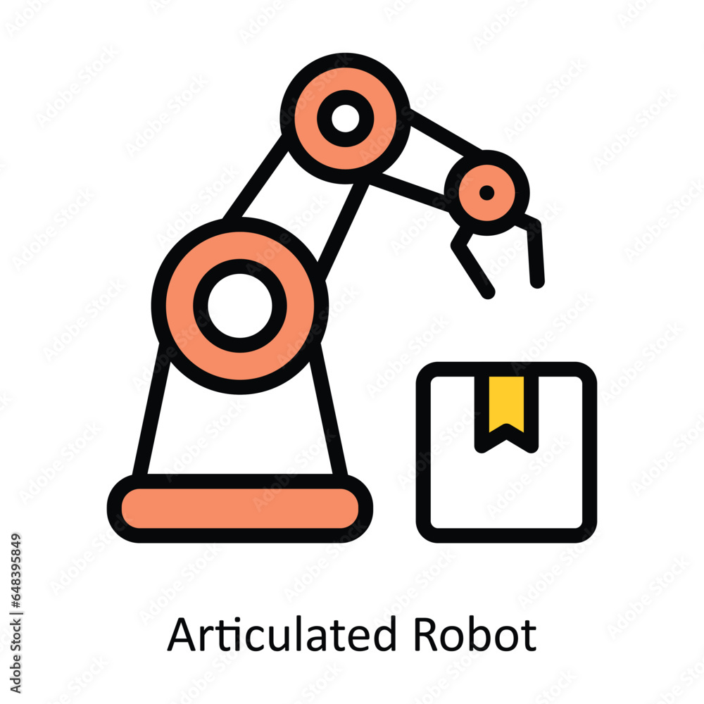 Poster articulated robot vector filled outline icon design illustration. artificial intelligence symbol on 