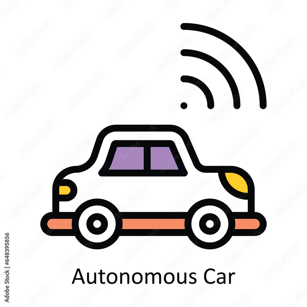 Poster autonomous car vector filled outline icon design illustration. artificial intelligence symbol on whi