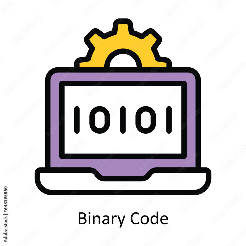 Poster binary code vector filled outline icon design illustration. artificial intelligence symbol on white 