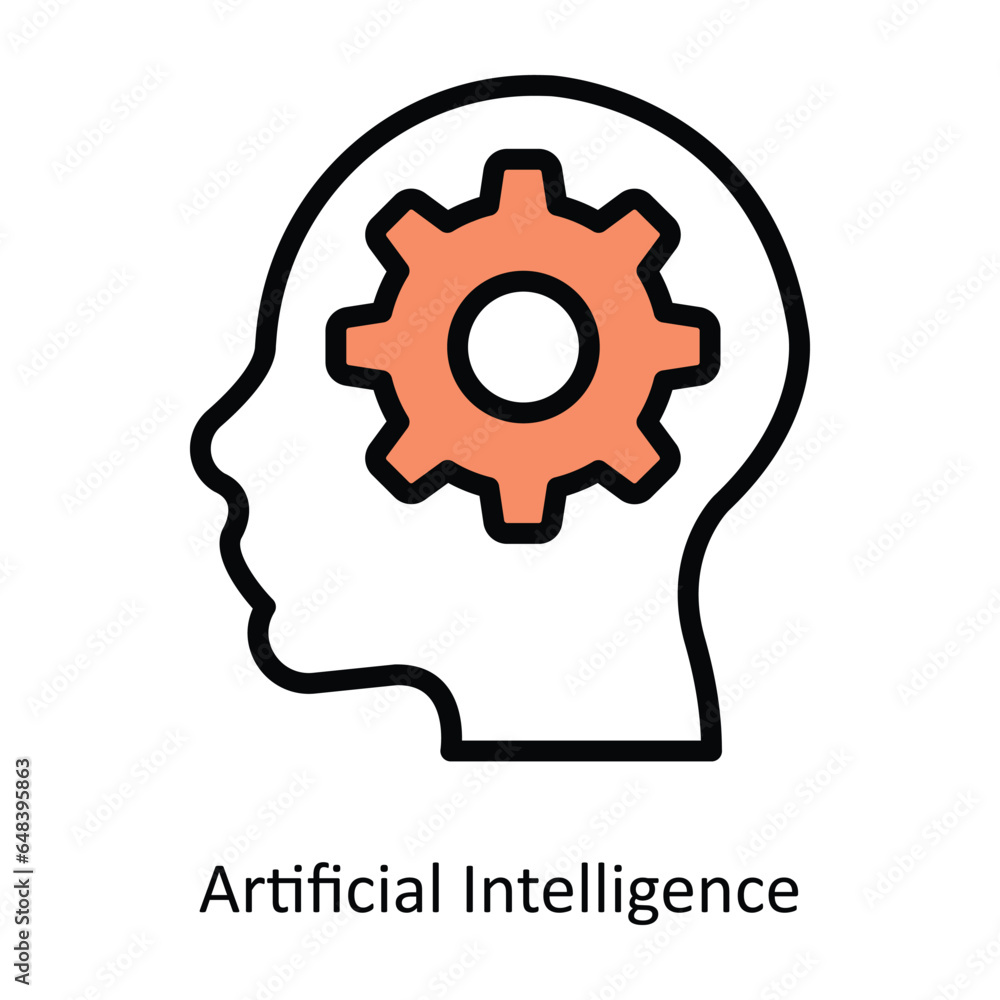 Poster artificial intelligence vector filled outline icon design illustration. artificial intelligence symb