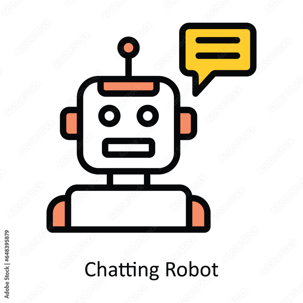 Poster chatting robot vector filled outline icon design illustration. artificial intelligence symbol on whi