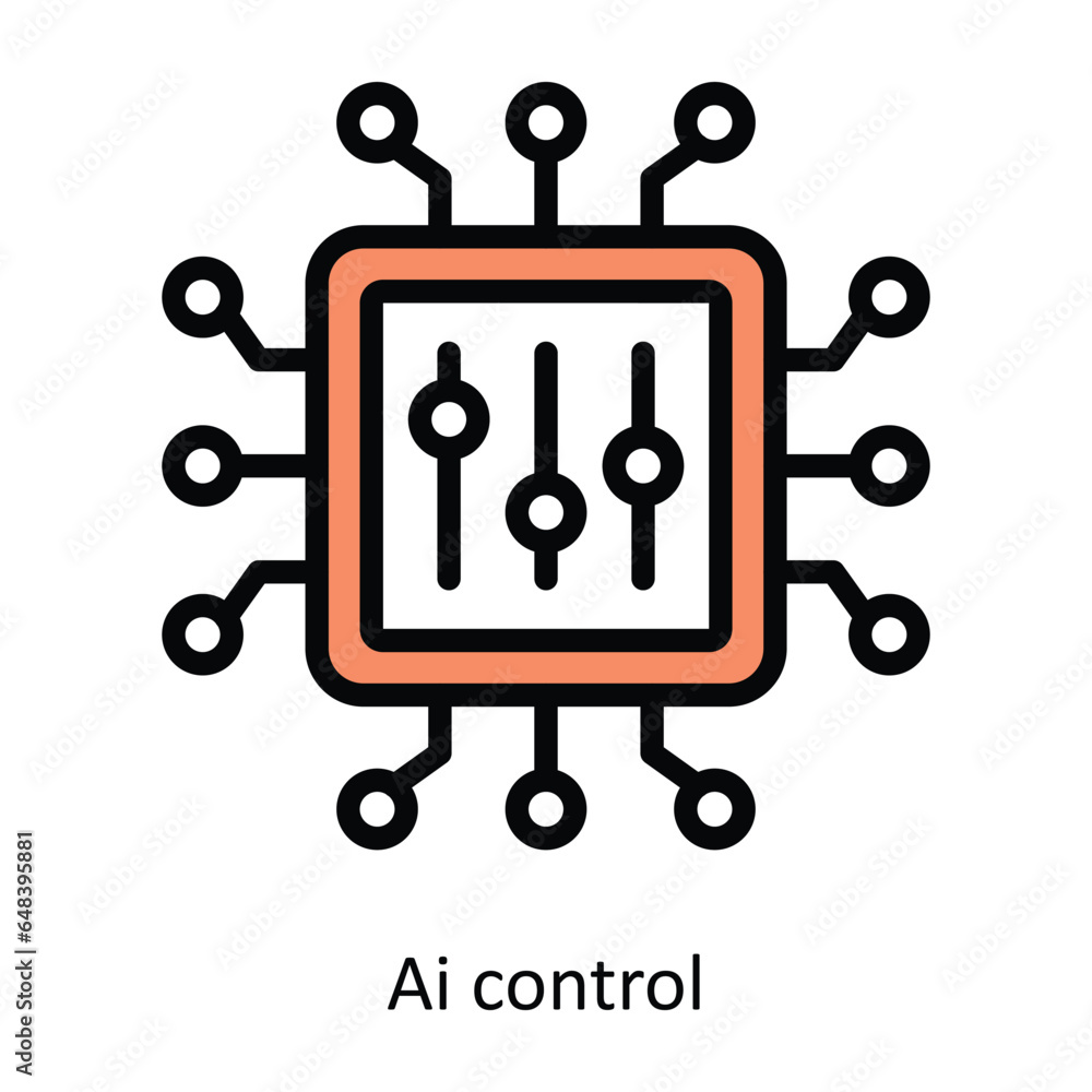 Poster ai control vector filled outline icon design illustration. artificial intelligence symbol on white b