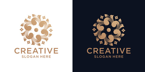 Floral ornament logo design abstract