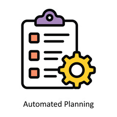 Automated Planning vector Filled outline Icon Design illustration. Artificial intelligence Symbol on White background EPS 10 File

