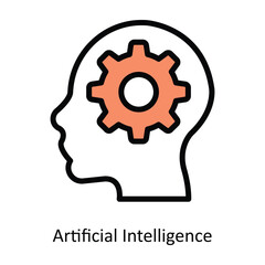 Artificial Intelligence vector Filled outline Icon Design illustration. Artificial intelligence Symbol on White background EPS 10 File
