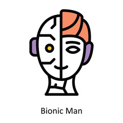 Bionic Man vector Filled outline Icon Design illustration. Artificial intelligence Symbol on White background EPS 10 File
