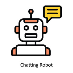 Chatting Robot vector Filled outline Icon Design illustration. Artificial intelligence Symbol on White background EPS 10 File
