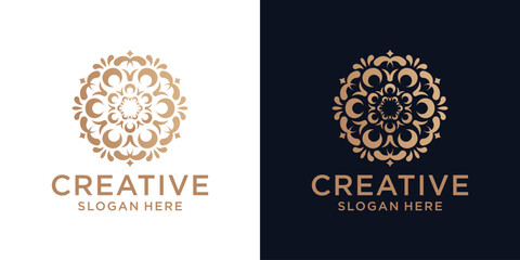 Floral ornament logo design abstract