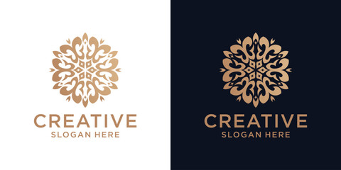 Floral ornament logo design abstract