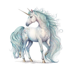 Obraz na płótnie Canvas Magical Unicorn Watercolor Painting