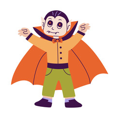 Cartoon character at Halloween party dressed as a vampire.