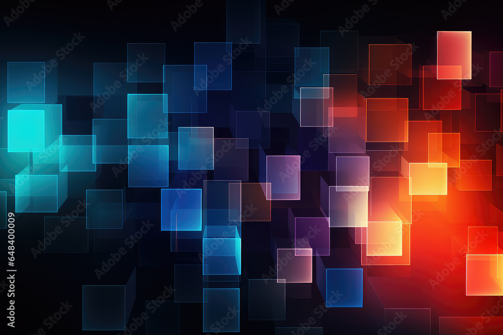 Poster abstract technology futuristic digital concept square pattern with lighting glowing particles square