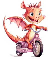 cute red dragon on the motorbike - 648400466