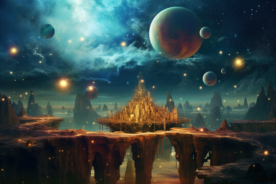 AI generated illustrations of science fiction in space