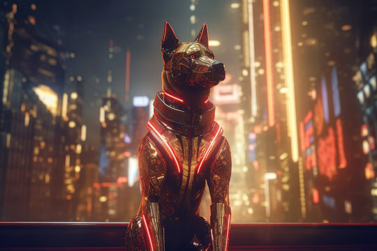 AI generated illustrations of armored dogs