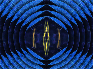 glowing royal blue and cobalt concentric pattern and design with yellow gold flash