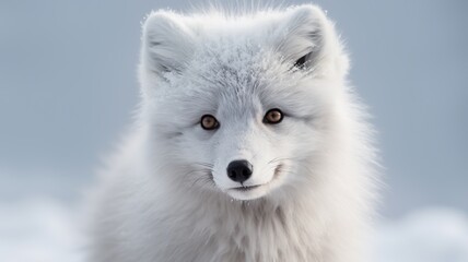 Close-Up Photograph of an Arctic Fox's Face, Highlighting its Captivating Features