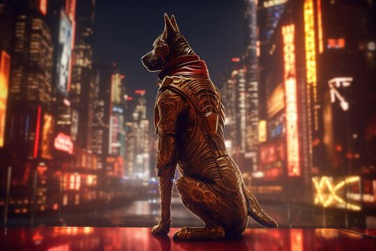 AI generated illustrations of armored dogs