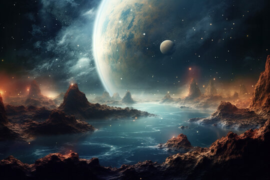 AI generated illustrations of science fiction in space