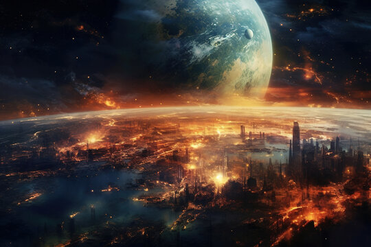 AI generated illustrations of science fiction in space