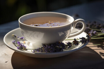 Lavender flower tea in cup