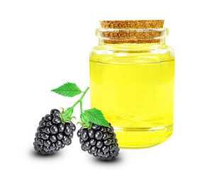 blackberry seed oil in bottle isolated on white background