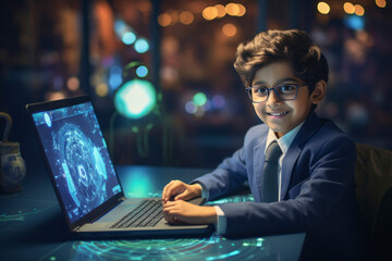 Indian little boy in suit. businessman concept