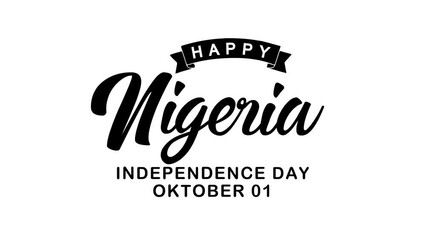 Happy Nigeria Independence Day Text Animation. Great for Nigeria Independence Day Celebrations, lettering with alpha or transparent background, for banner, social media feed wallpaper stories